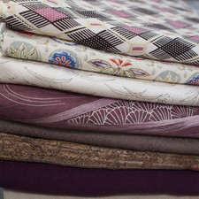 Bulk Vintage Japanese Silk Kimono Fabric   Craft Material   Lot of 7   AS IS