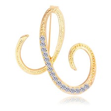 Letter Brooch Pins Initial Rhinestone Brooch for Women Crafts Gold C
