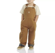 Kids Carhartt Brown Cotton Canvas Work Bib Overalls size 24mo