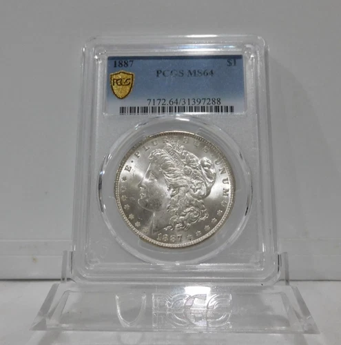 GOLD SHIELD!  1887-P  MORGAN Silver Dollar, PCGS MS-64!