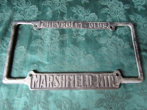 Vintage Missouri MARSHFIELD MOTORS Chevrolet Olds License Plate Frame
