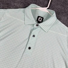FootJoy Polo Shirt Mens Large Green Geometric Short Sleeve Performance Golf