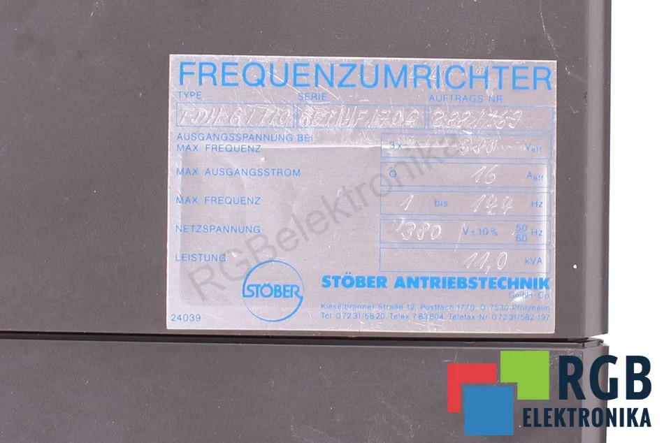FDH-G1110 FREQUENCY INVERTER STOBER - Reconditionné - Garantie 24 mois