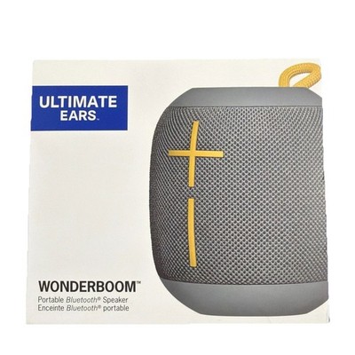 Ultimate Ears Wonderboom Bluetooth Waterproof Portable Speaker Gray Yellow Strap