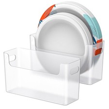 2Pcs Paper Plate Dispenser for 6-9.5 Inch Disposable Plates, Space-Saving Pla...