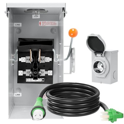 50 AMP Generator Transfer Switch Kit，Pre-Drilled,Twist Lock Connector,Include