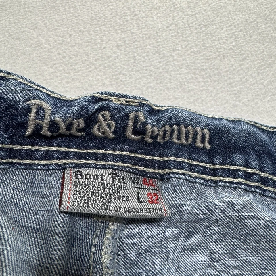 Pantalones de mezclilla para hombre Axe & Crown Rumble 44x32 azul desgastado corte bota relajado Foto 3 de 4