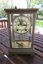 Antique New Haven Crystal Regulator Clock Open Escapement Working Condition
