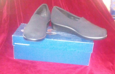 Women's SAS Bliss Slio-On Comfort Wedge Walking Shoes 2750-013 Black Fabric USA