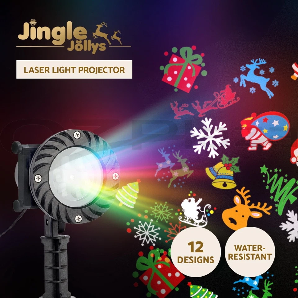 Jingle Jollys Christmas Lights Projector Light Outdoor Decorations Outdoor