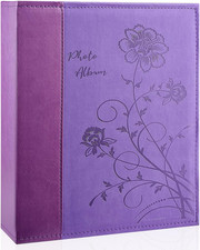 Photo Album 8X10 Clear Pages Pockets Leathe Cover Slip Slide in Photo Album Hold