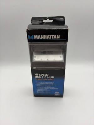 Manhattan Hi-Speed USB 2.0 Sharing Hub 7 ports Dual Power New Open Box