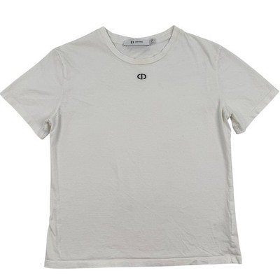 Christian Dior D Uniforme White Cotton Tee Shirt Made in Italy Distressed Size L