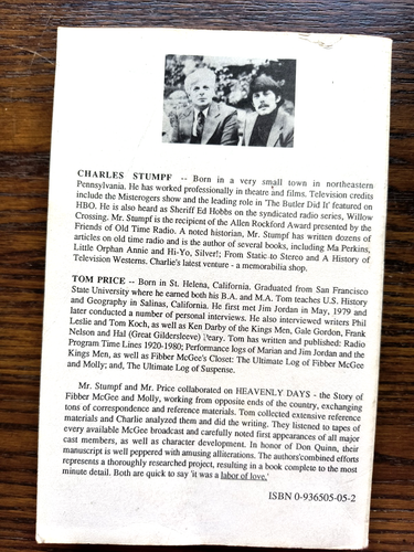 Heavenly Days! Story of Fibber McGee and Molly SC 1987 Stumpf OTR Radio Show 1st - Picture 5 of 5