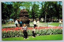 1956 Holland Michigan Tulip Time Festival Postcard Children Dutch Costume
