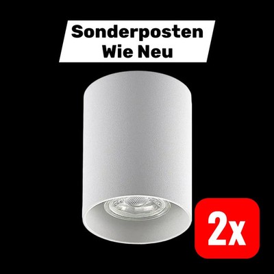 ELC Efey Deckenlampe Leuchte GU10 Deckenleuchte rund weiß Aluminium IP20 2 STÜCK