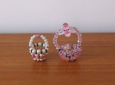 Two Miniature Beaded Baskets