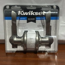New KWIKSET Balboa Satin Nickel Bed and Bath 93001-638 Door Handle Set NIB