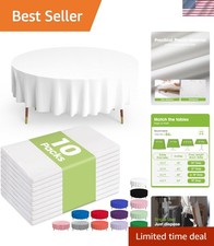 Plastic Table Cloth Disposable 10 Pack, 84'' Round Table Cloths, Party, Picni...