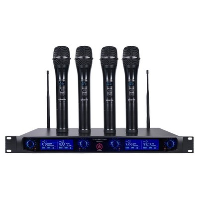 Sound Town 4 Channels Professional UHF 4 Channel/4 Handheld, Gloss Black