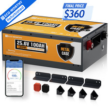 ECO-WORTHY 24V 100Ah Metal Case LiFePO4 Lithium Battery with BT 5.1 For Home