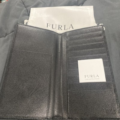 FURLA Black Saffiano Leather Document/card holder/boarding pass New With Box/Tag
