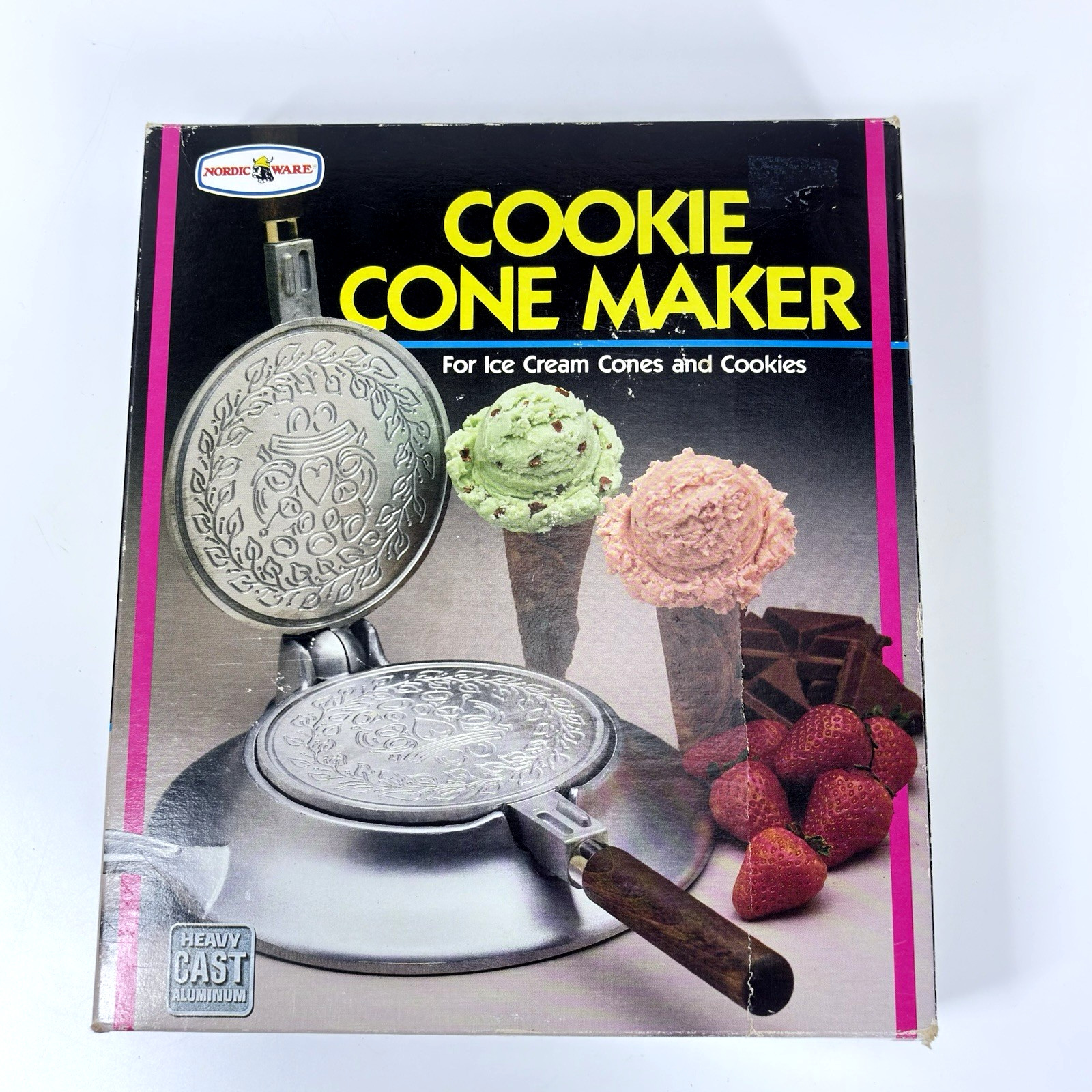 Nordic Ware Cookie Cone Maker Aluminum Ice Cream Waffle Pizzelle Iron - NOB