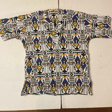 Men  s Homemade African Dashiki Wax Multicolor Print Shirt 22  Chest