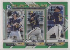 2021 Bowman Talent Pipeline Green Refractor 50/99 Brice Turang Corey Ray 0v5u