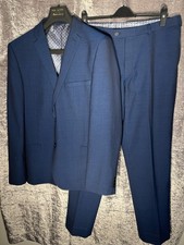 Ted Baker Men’s Blue Wool Blend (70% wool) 2pc Suit 44R 36W SB 2-Button Notch