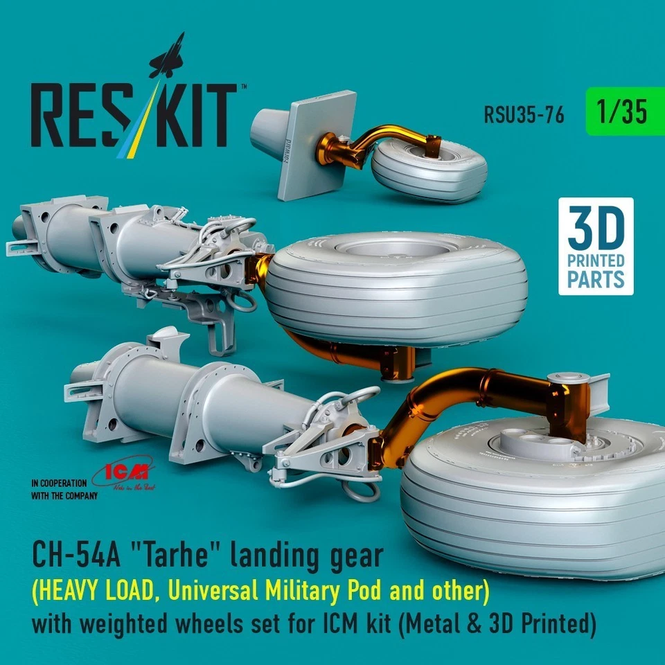 CH-54A Carrello di atterraggio "Tarhe" con ruote pesate set per ICM 1:35... - Immagine 3 di 3