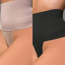 XS 2XL Women's High Waist Control Shaper Thong Breathable Elastic Intimates