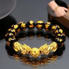 Good Luck Feng Shui Black Obsidian Attract Wealth Bracelet Wealth Jewellery