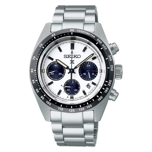 Seiko Porspex Chronograph Speedtimer Panda Solar 39 MM SS Watch SSC813P1