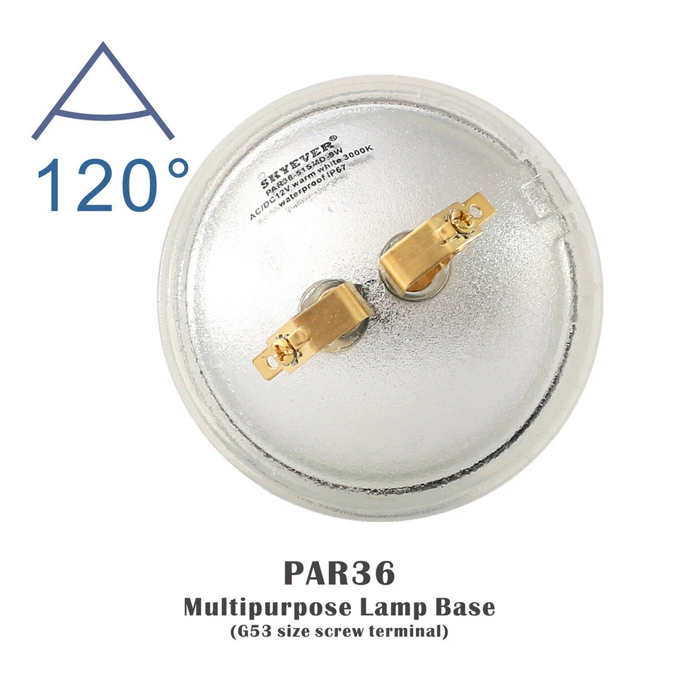 2 Pack PAR36 LED Landscape Light bulb 12V 6W Waterproof Muti-purpose Lamp Base  - Image 3 of 4