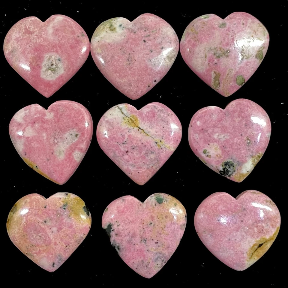 9 Pcs Natural Rhodonite 27-29mm Heart Shape Loose Cabochon Gemstones 430.70 Cts - Image 2 of 4