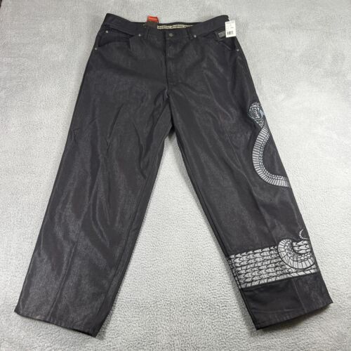 Vintage PellePelle Jeans 42x34 Denim Blue Loose X Baggy Streetwear Y2K Snake - Picture 3 of 15