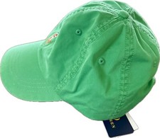 POLO Ralph Lauren Men's Chino Leather Strap Hat Ball Cap Preppy Green Logo Pony