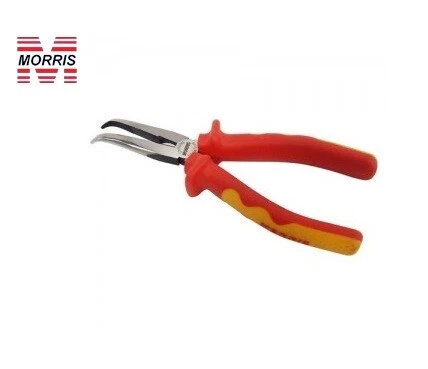 Morris 54016 1000 Volt Ergonomic Cushion Grip Safety Bent Long Nose Pliers 8"