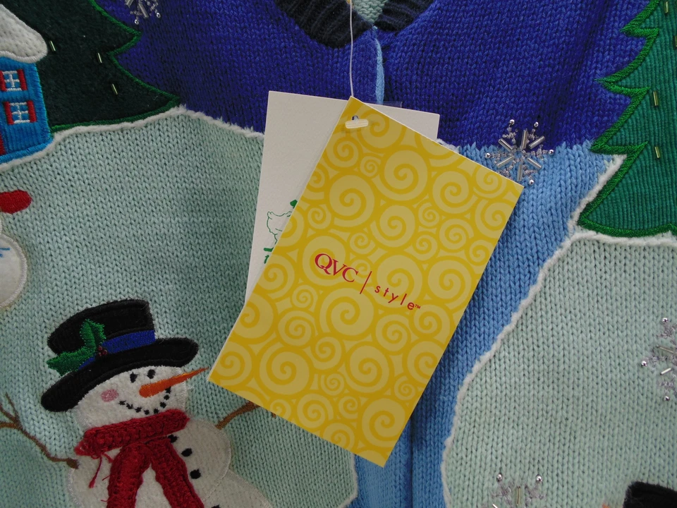 New The Quacker Factory Ladies 1X Christmas Cardigan Sweater Snowman - Image 2 of 4