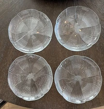 Vintage 1980s Libby by USA Glass Plates Harmony Clear Embossed Plates Set of 4
