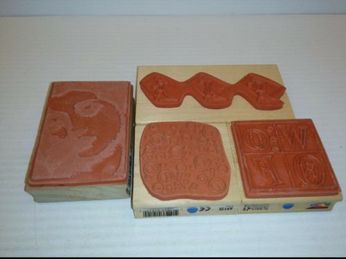 ASST. DELTA RUBBER STAMPS: XMAS BOOTS WOMAN IN REPOSE WOOF BUBBLES LOT OF 4 NNB - Picture 2 of 4