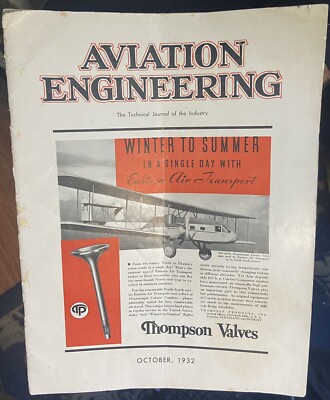 October 1932 AVIATION ENGINEERING Airplane Industry Journal Magazine w/ 36 Pages