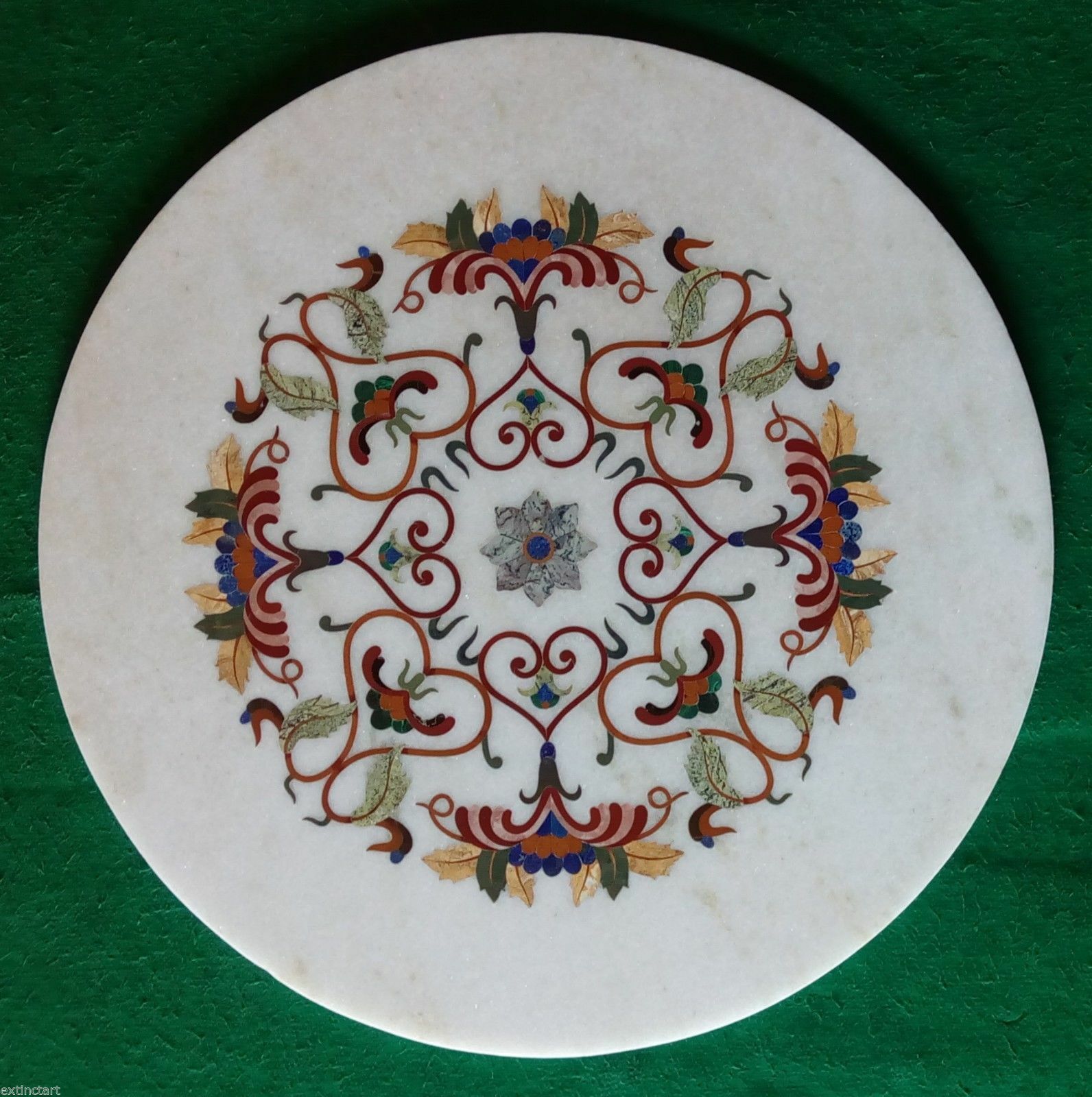 23-inch marble coffee table with semi-precious stone inlay decor