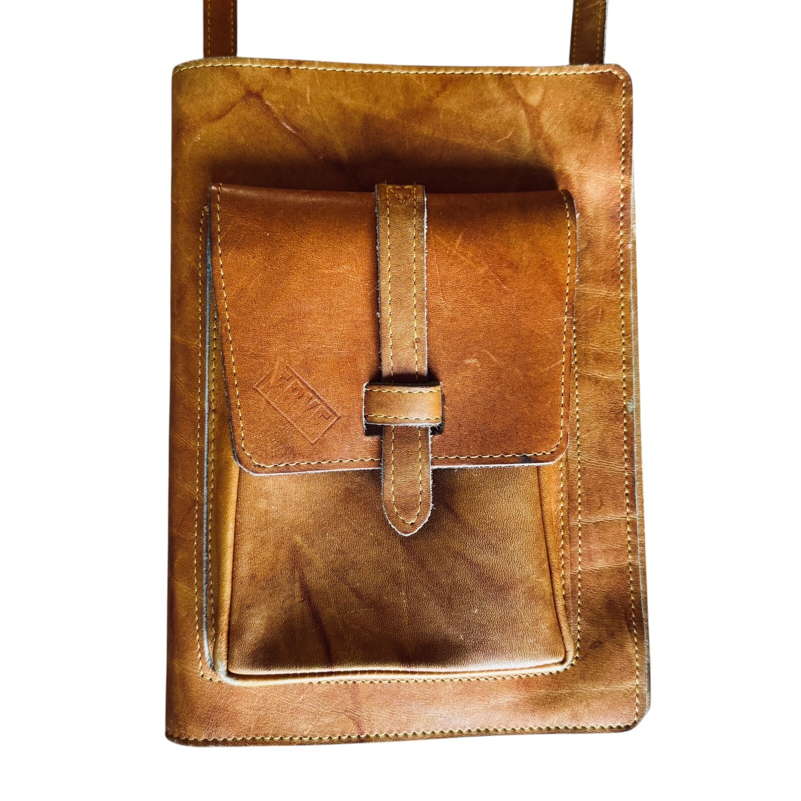 Frye Artisan Rectangle Adjustable Camel Leather B… - image 1