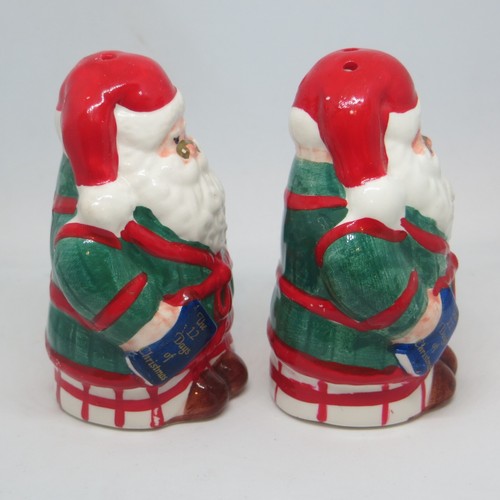 Weihnachtsmann Salz & Pfefferstreuer Set Keramik 3,25" Weihnachten Gewand 12 Tage Buch Figural - Bild 2 von 10