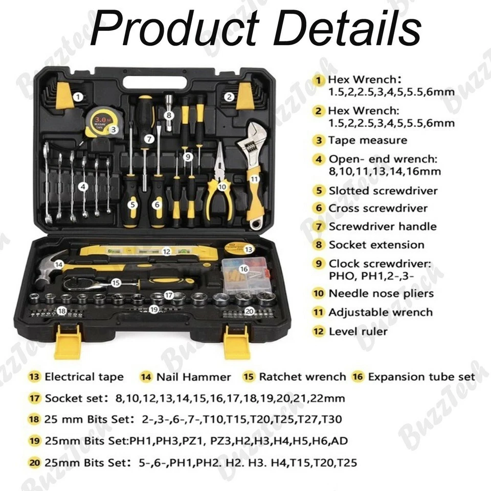 BuzzTech 108pcs DIY Tool Set Household Hardware Hand Tools - Image 2 of 4