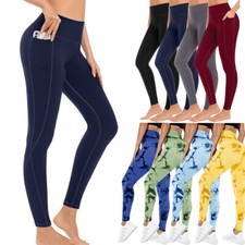 Womens High Waist Gym Leggings Pocket Fitness Sports Running Yoga Pants Stretch