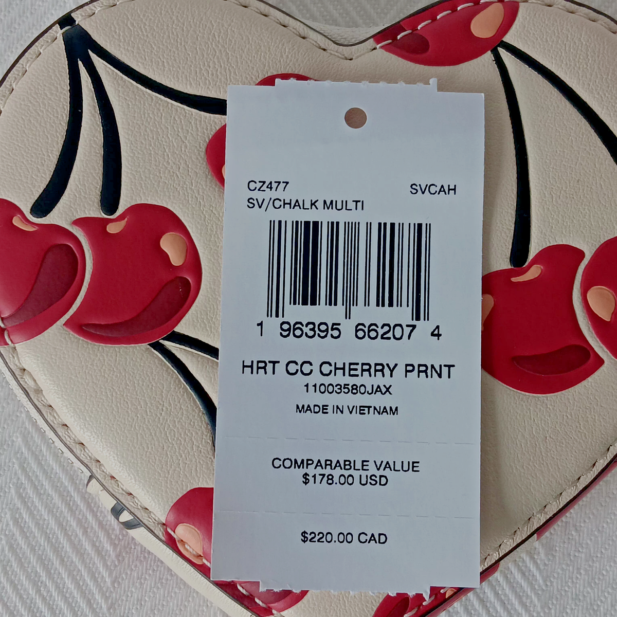 Buy Coach CZ477 Leather Zippered Heart Coin Case With Cherry