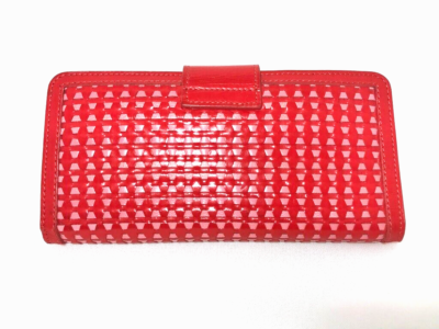Miu Miu Red Pink Long Wallet Woven leather Gold lock-like  Miu Miu Pink Woven Wallet main image 0